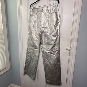Wayf Nordstrom Silver Faux Leather Pants Womens Medium Metallic Coastal Cowgirl